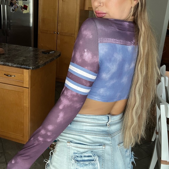 Blue and purple Micah’s cropped long sleeve - Picture 3 of 3
